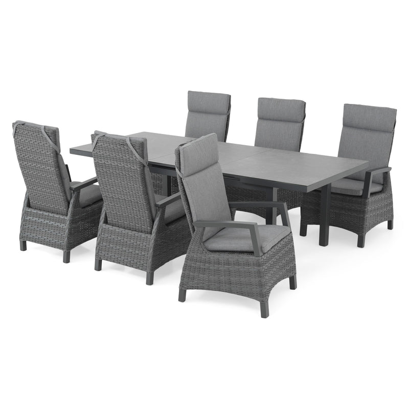 BAKU Set mobilier terasă/grădină, 6 scaune și masă extensibilă