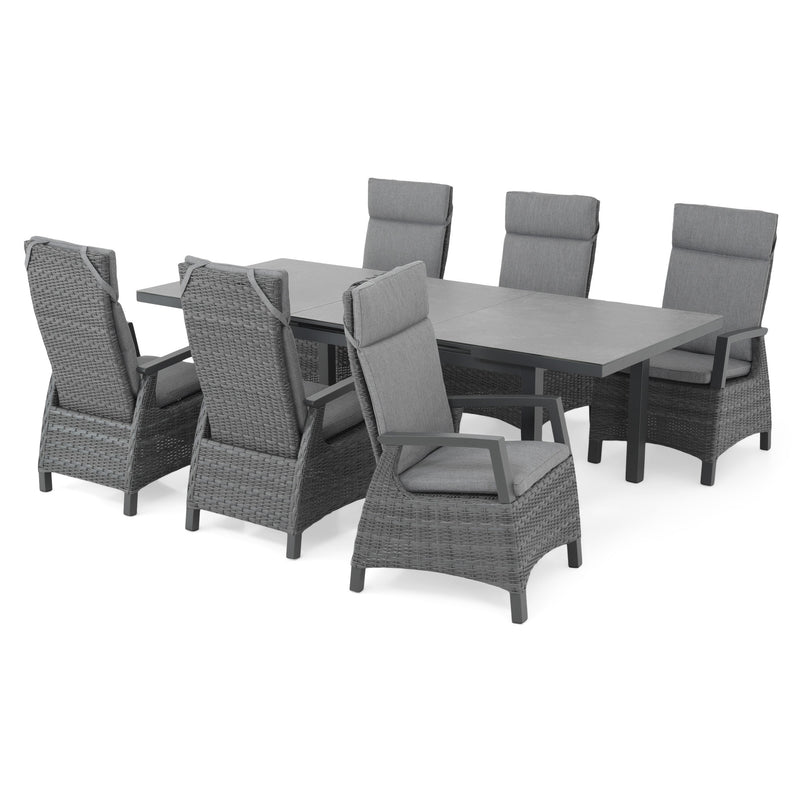 BAKU Set mobilier terasă/grădină, 6 scaune și masă extensibilă