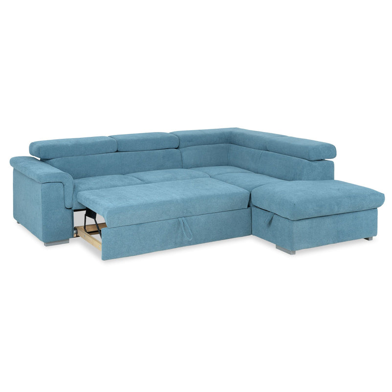 DUNE Colțar extensibil, cu șezlong stânga/dreapta, ladă depozitare, mecanism tetiere, stofă