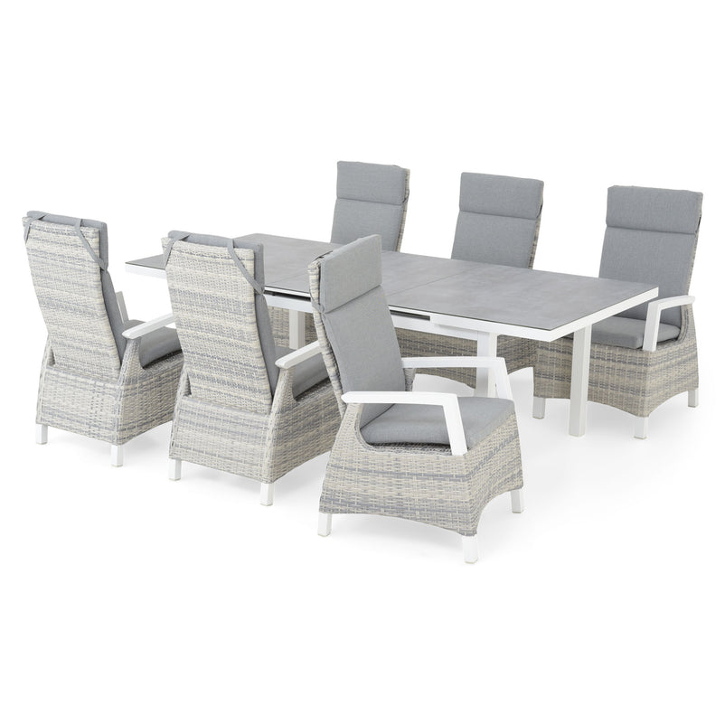 BAKU Set mobilier terasă/grădină, 6 scaune și masă extensibilă