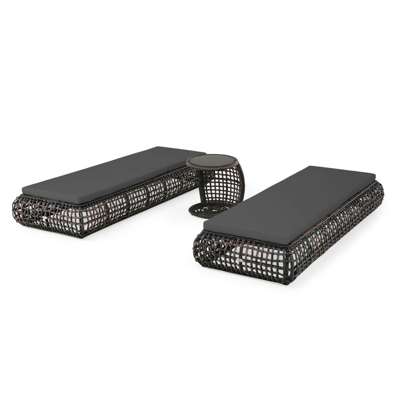 DINASTY Set mobilier terasă/grădină, 2 șezlonguri și măsuță