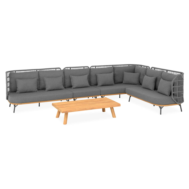 COTTAGE/CANCUN Set mobilier terasă/grădină, 2 canapele, 1 element colț, 1 element central, 1 măsuță de cafea