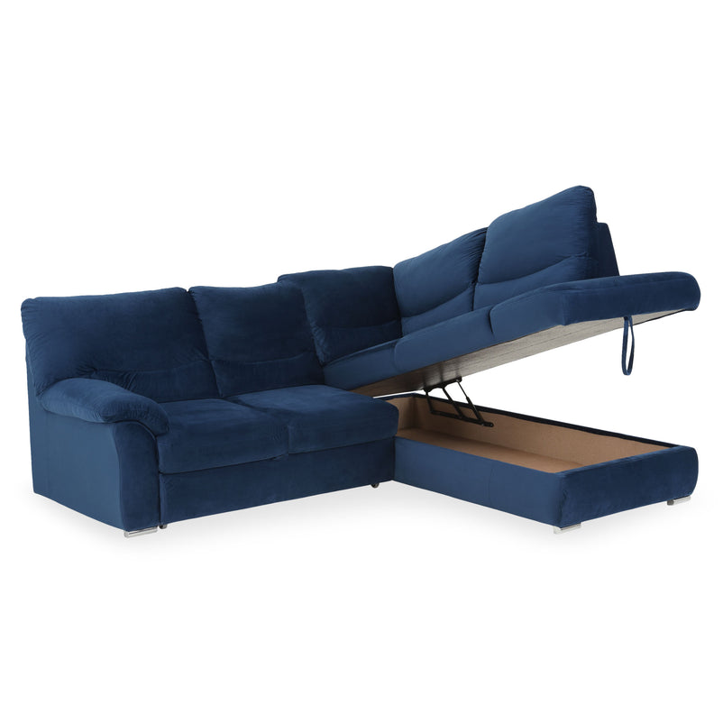 CARLO Canapea extensibilă, șezlong stânga/dreapta, ladă depozitare, stofă