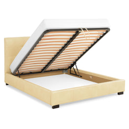 BRUGES Pat tapițat 160x200cm, somieră rabatabilă inclusă și ladă depozitare