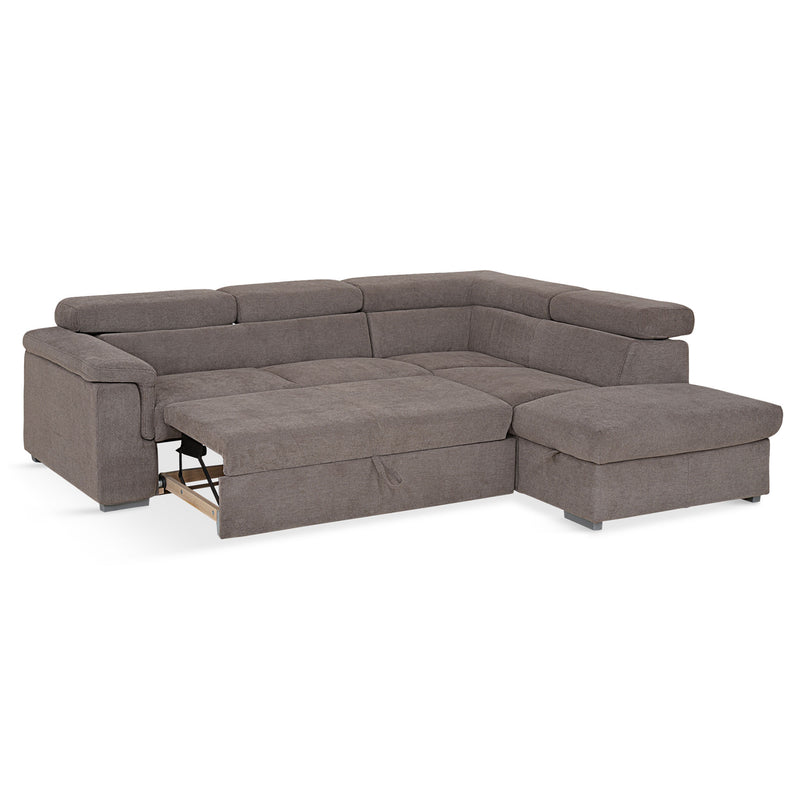 DUNE Colțar extensibil, cu șezlong stânga/dreapta, ladă depozitare, mecanism tetiere, stofă