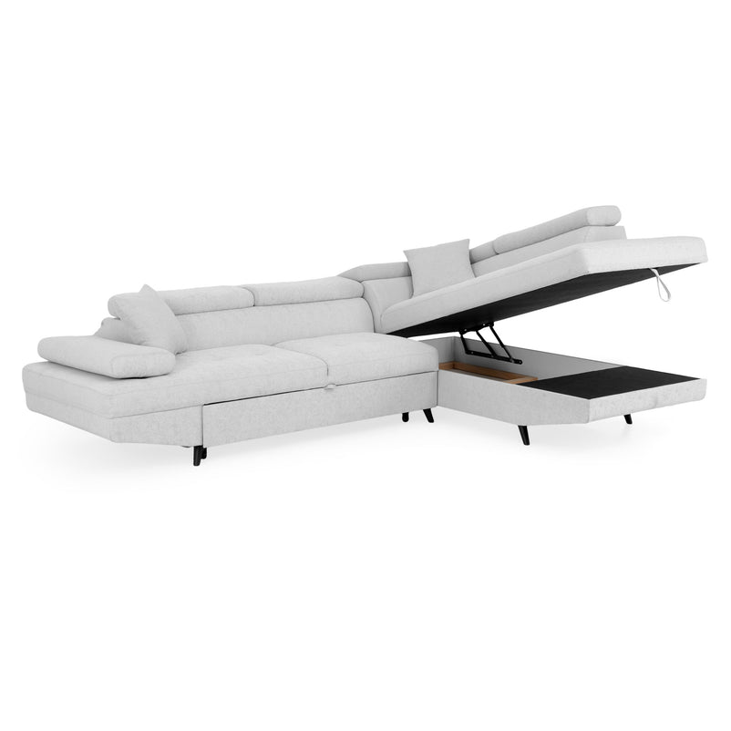 LUZERN Colțar extensibil, șezlong stânga/dreapta, ladă depozitare, stofă