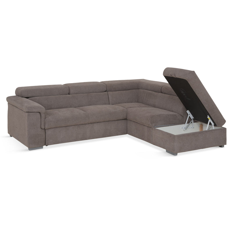 DUNE Colțar extensibil, cu șezlong stânga/dreapta, ladă depozitare, mecanism tetiere, stofă