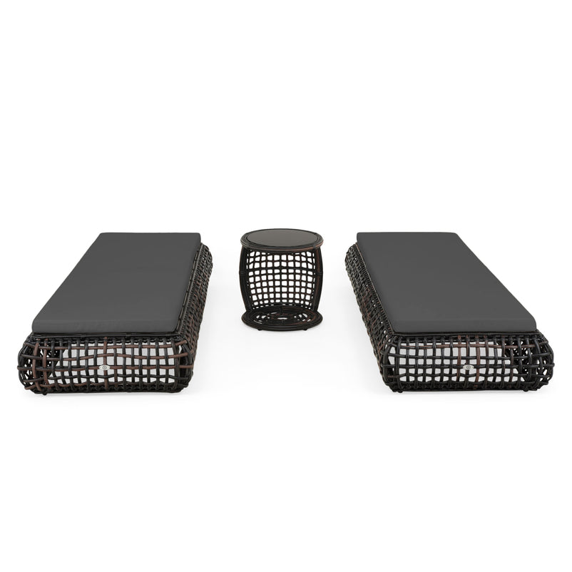 DINASTY Set mobilier terasă/grădină, 2 șezlonguri și măsuță