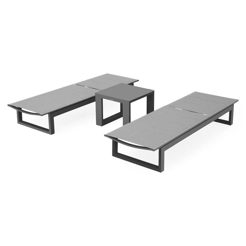 FERMO Set mobilier terasă/grădină, 2 șezlonguri și măsuță