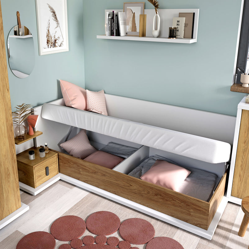 MELINA Pat copii, 90x200, ladă depozitare, saltea și somieră incluse