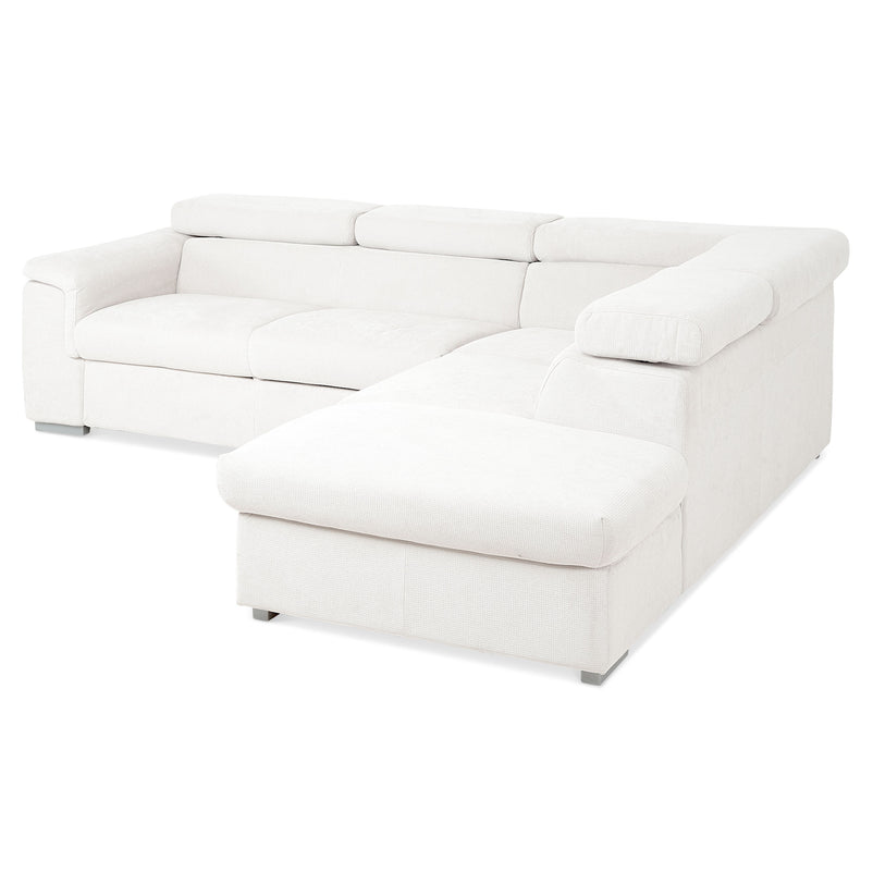 DUNE Colțar extensibil, cu șezlong stânga/dreapta, ladă depozitare, mecanism tetiere, stofă