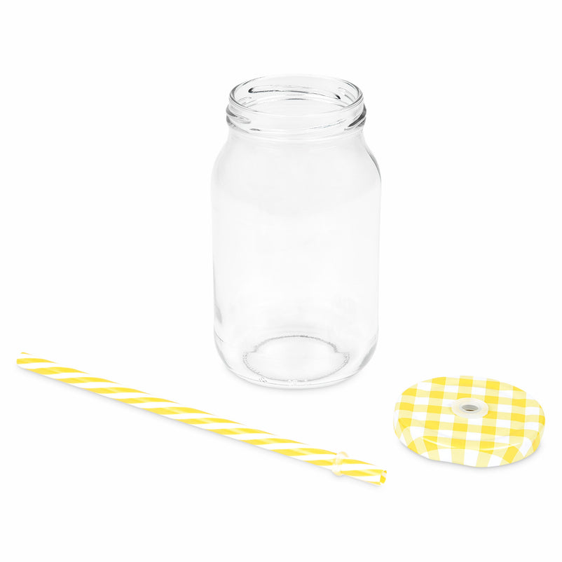 FRIENDLY Set 3 căni cu pai, sticlă, 450ml