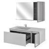 MUSE Set mobilier baie, mască lavoar, corp 1 ușă, lavoar, oglindă LED, poliță și dulap baie suspendatcu ușă