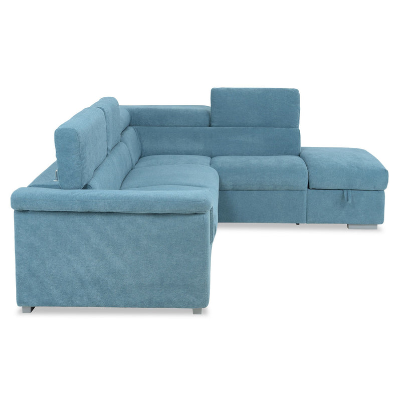 DUNE Colțar extensibil, cu șezlong stânga/dreapta, ladă depozitare, mecanism tetiere, stofă