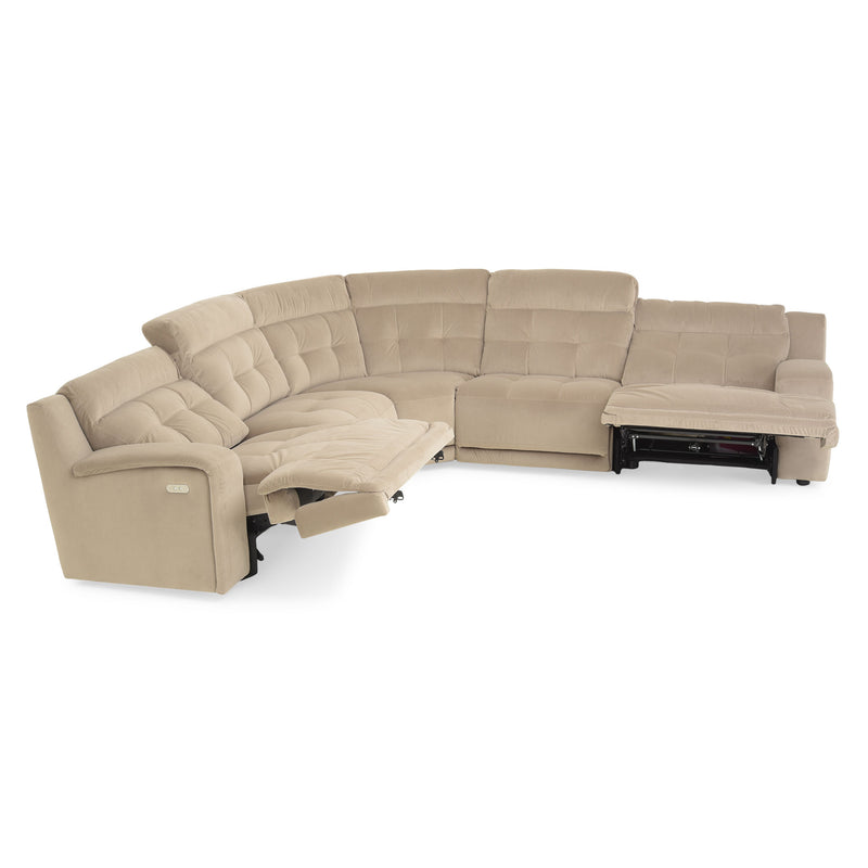 SANTIAGO Colțar cu 3 reclinere electrice, stofă