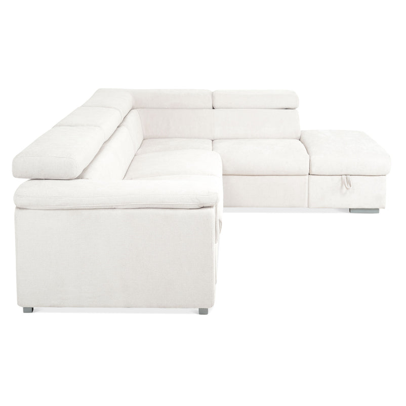 DUNE Colțar extensibil, cu șezlong stânga/dreapta, ladă depozitare, mecanism tetiere, stofă