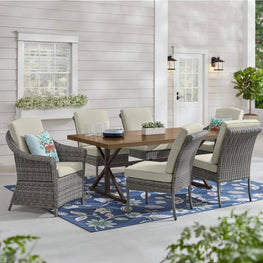 CHASEWOOD Set mobilier terasă/grădină, 6 scaune și masă