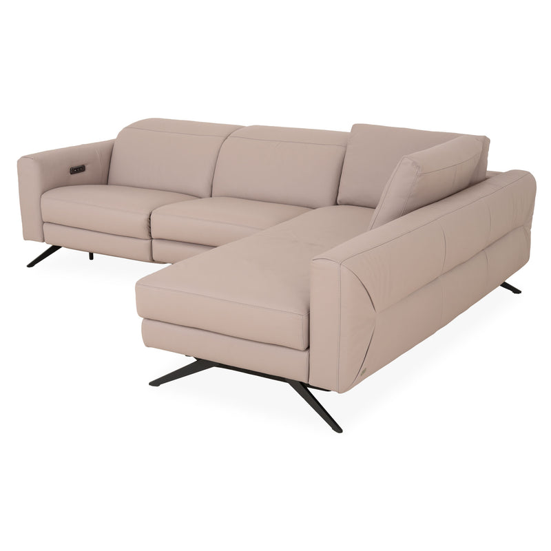 NATUZZI EDITIONS ALLURE Colțar cu șezlong stânga/dreapta, recliner electric și spațiu depozitare, piele