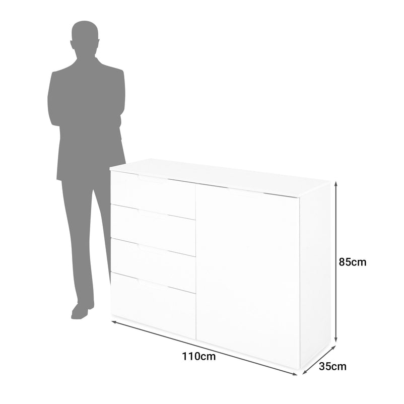 WILLIE Comodă 4 sertare, 1 ușă