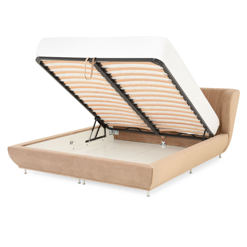 TOSCANA Pat tapițat, 180x200, somieră rabatabilă și ladă depozitare incluse