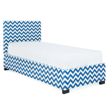 FANCY ZIG-ZAG BLU Pat tapițat copii, 90x200cm, somieră inclusă