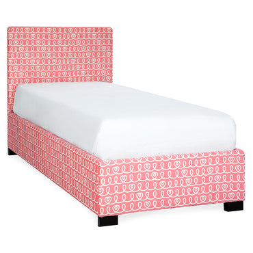 FANCY CURLY ROSE Pat tapițat copii, 90x200cm, somieră inclusă