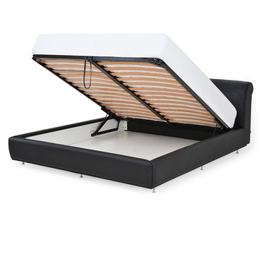 NOIR Pat tapițat 180x200cm, somieră rabatabilă și ladă depozitare incluse