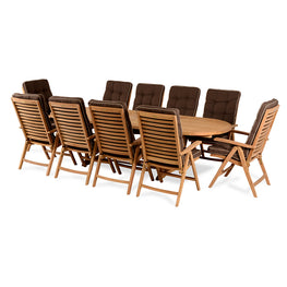 TROPICAL Set mobilier terasă/grădină, 10 scaune și masă extensibilă