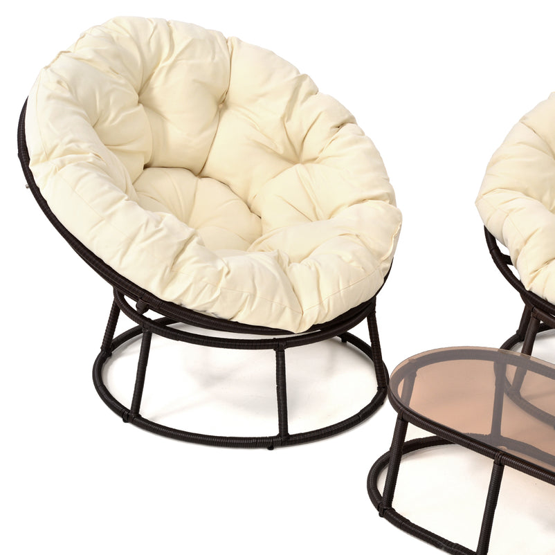 PAPASANS Set mobilier terasă/grădină, 2 fotolii, canapea și măsuță