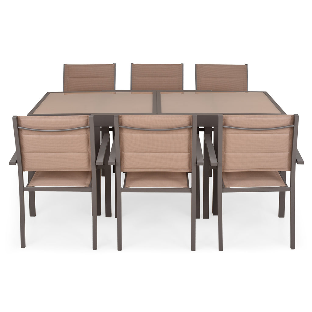LUCCA Set mobilier terasă/grădină, 6 scaune și masă extensibilă