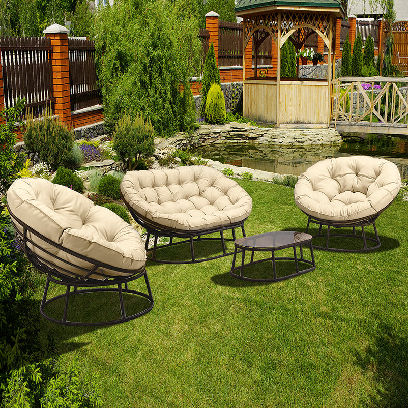 PAPASANS Set mobilier terasă/grădină, 2 fotolii, canapea și măsuță