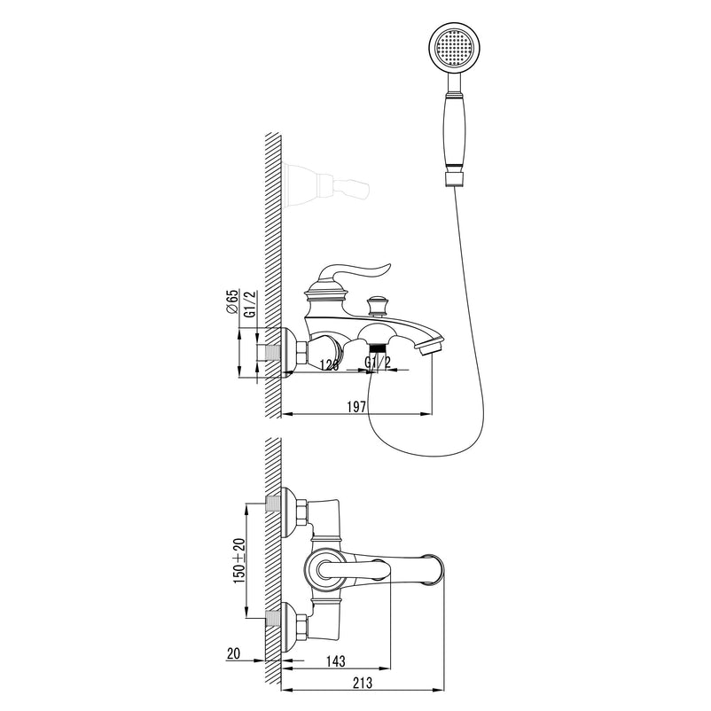 HELEN Set baterie duș cadă