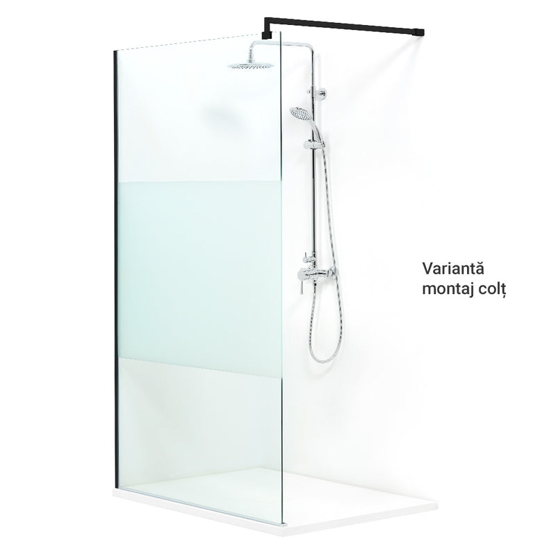 Sistem dus, 116x200 cm, sticla, sablat cu dunga decorativa LIBERTY