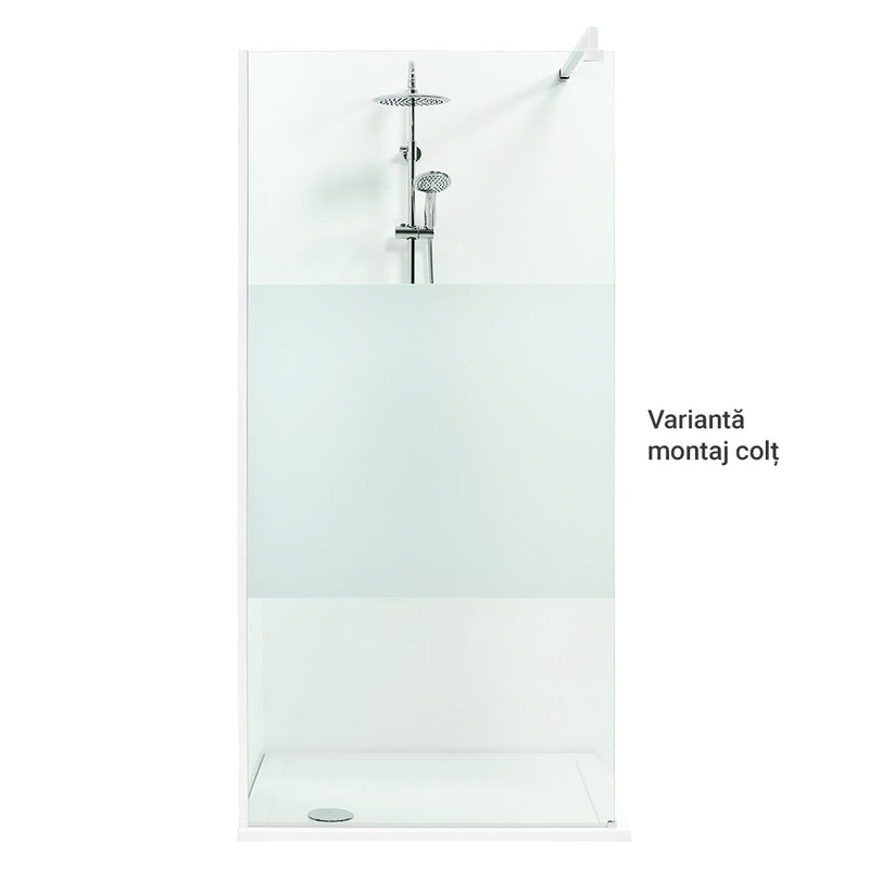 LIBERTY Sistem duș, 96x200 cm, sticlă, sablat cu dungă decorativa