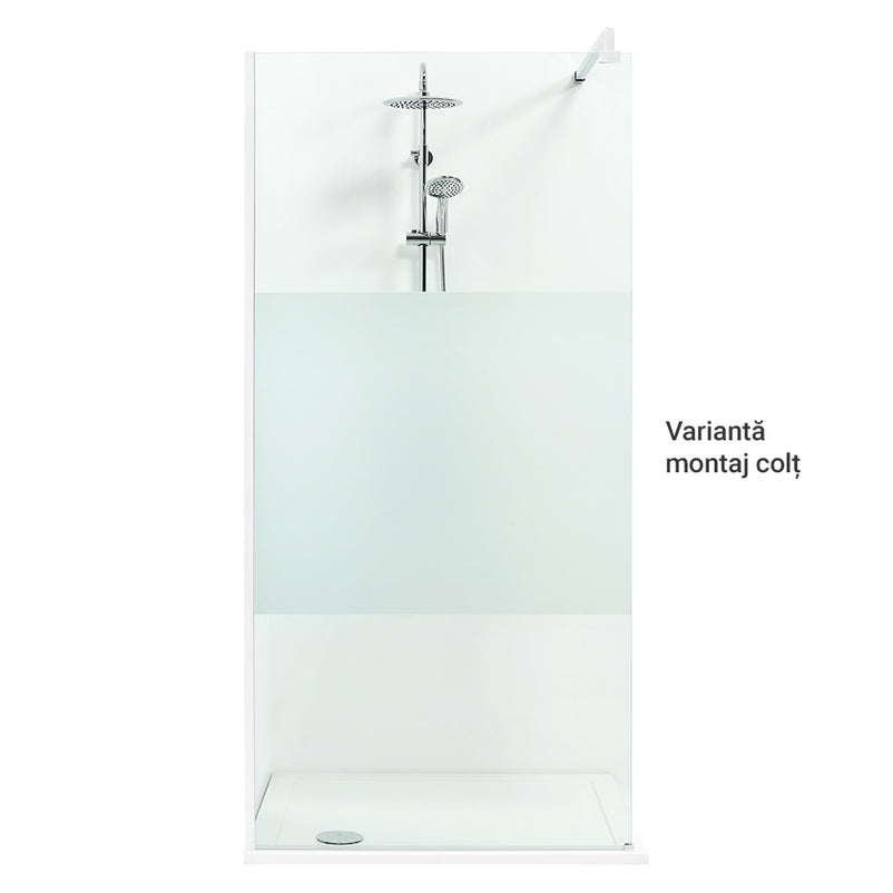LIBERTY Sistem duș, 96x200 cm, sticlă, sablat cu dungă decorativa