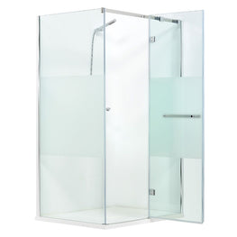 MEREDITH Sistem duș, 120x90x195 cm, ușă dreapta, sticlă, sablat cu dungă decorativă
