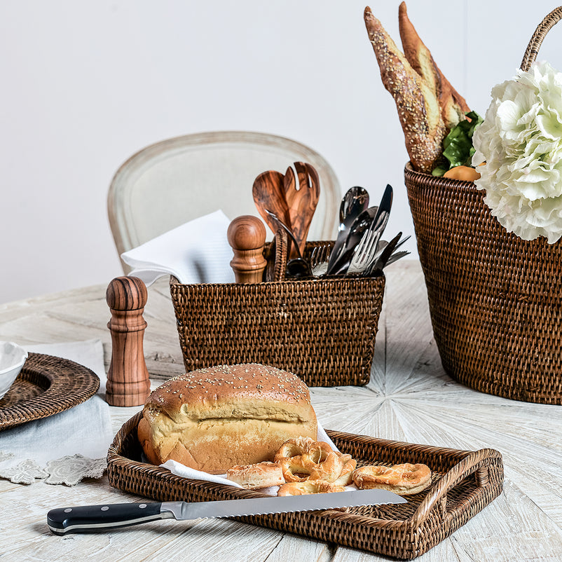 ARTESIA Tavă servire cu mânere, ratan, L.35.5cm