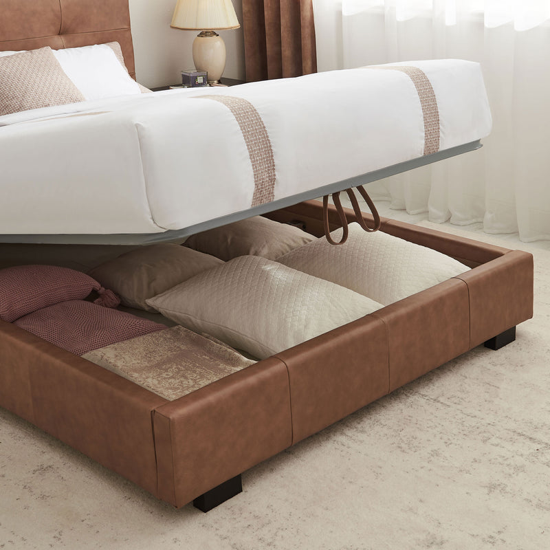 BRUGES Pat tapițat, 140x200cm, somieră rabatabilă